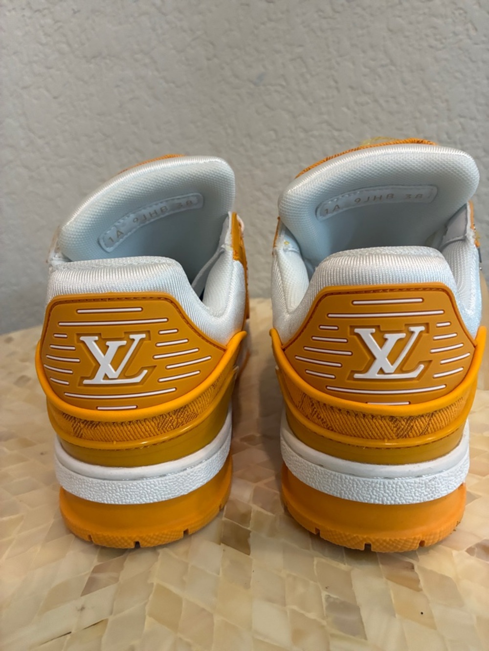 Louis Vuitton Orange and White Sneakers with LV Logo size 38 - Picture 11 of 12